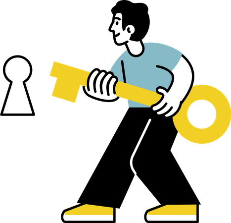 Man using key to success  Illustration