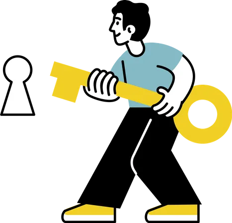 Man using key to success  Illustration