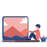 illustration man using laptop