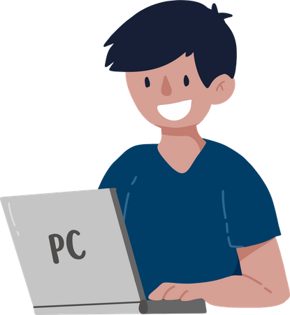 Man Using Laptop Illustration