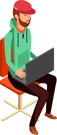 Man Using Laptop  Illustration