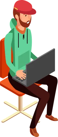 Man Using Laptop  Illustration