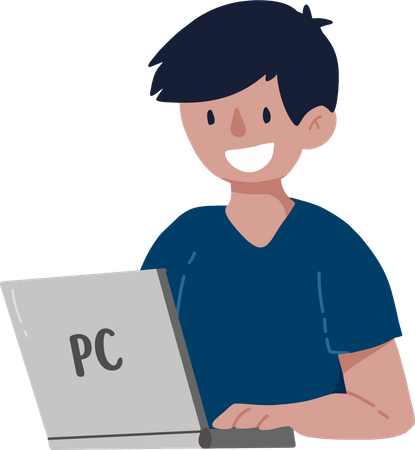 Man Using Laptop  Illustration