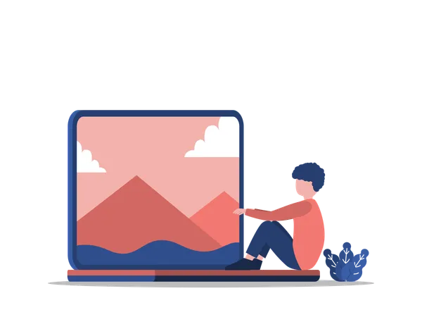 Man using laptop  Illustration