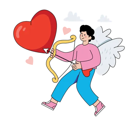 Man using love arrow  Illustration