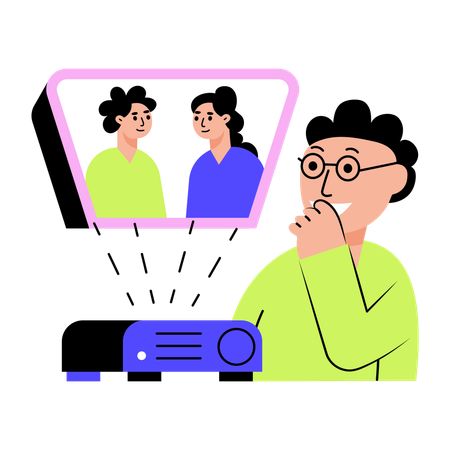 Man using media projector  Illustration