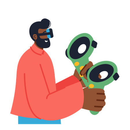 Man using Meta game controllers Illustration