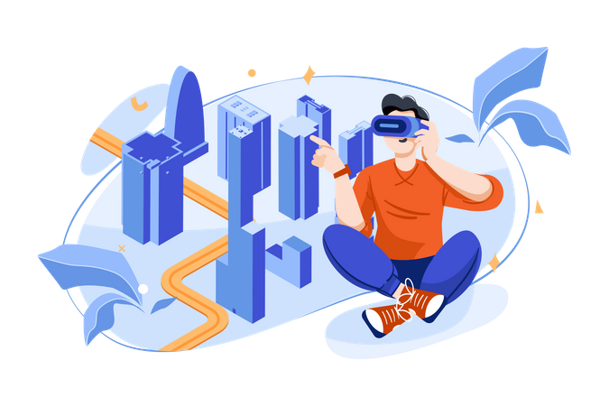 Man using metaverse tech  Illustration