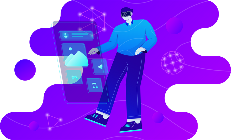 Man using metaverse tech  Illustration