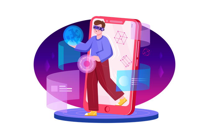 Man using Metaverse Technology  Illustration