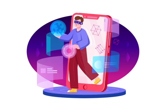 Man using Metaverse Technology  Illustration