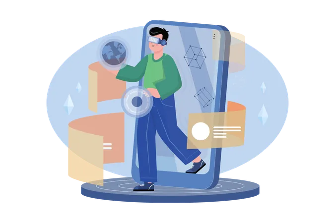 Man using Metaverse Technology  Illustration