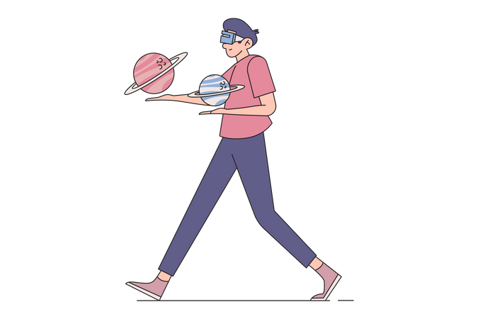 Man Using Metaverse Technology  Illustration