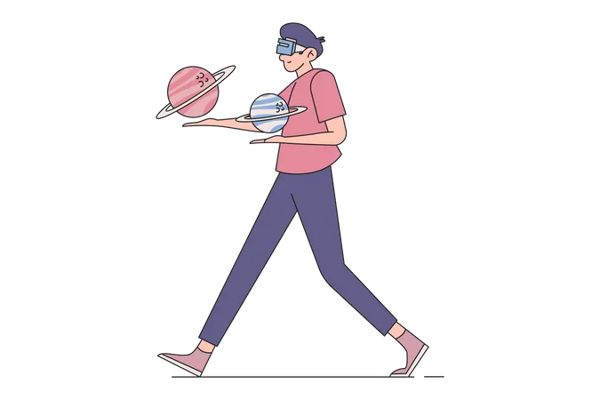 Man Using Metaverse Technology  Illustration