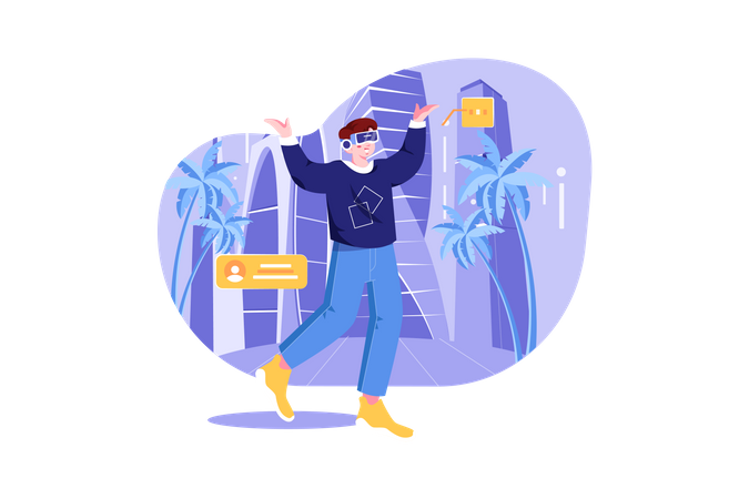 Man Using Metaverse Technology  Illustration