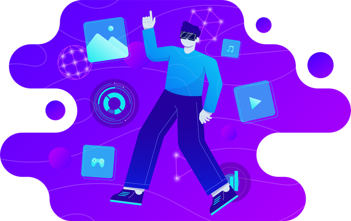 Man using metaverse technology  Illustration