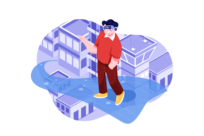 Man using Metaverse Technology  Illustration