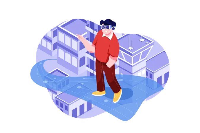 Man using Metaverse Technology  Illustration