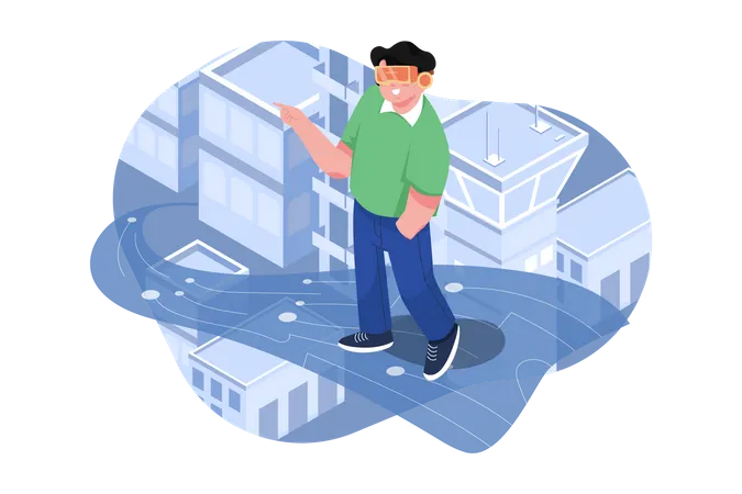 Man using Metaverse Technology  Illustration