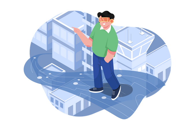 Man using Metaverse Technology  Illustration