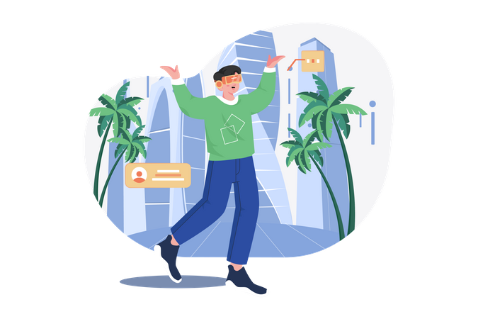 Man Using Metaverse Technology  Illustration