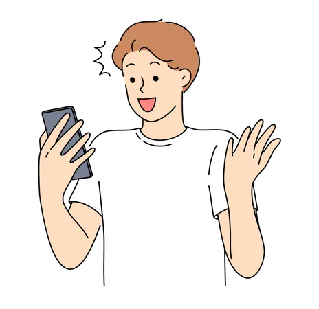 Man using mobile Illustration