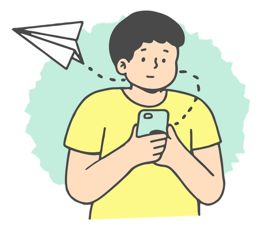 Man using mobile app for chatting online  Illustration