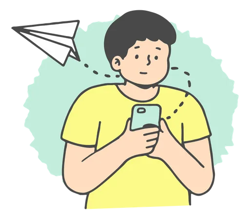 Man using mobile app for chatting online  Illustration