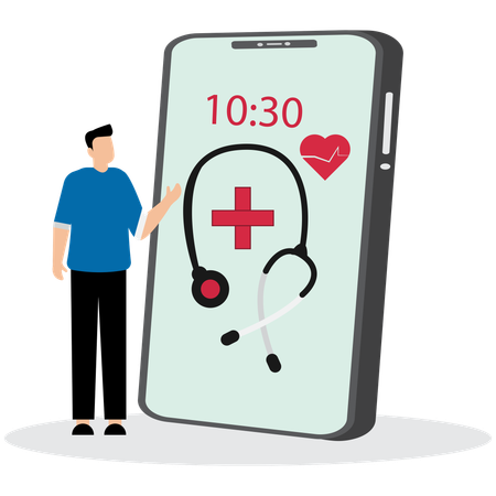 Man using Mobile Health App  Illustration