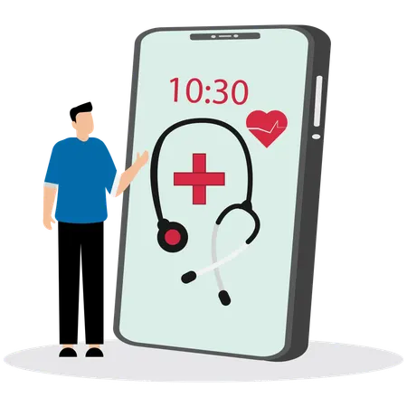 Man using Mobile Health App  Illustration