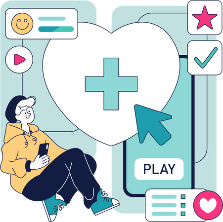 Man using mobile healthcare app  Illustration