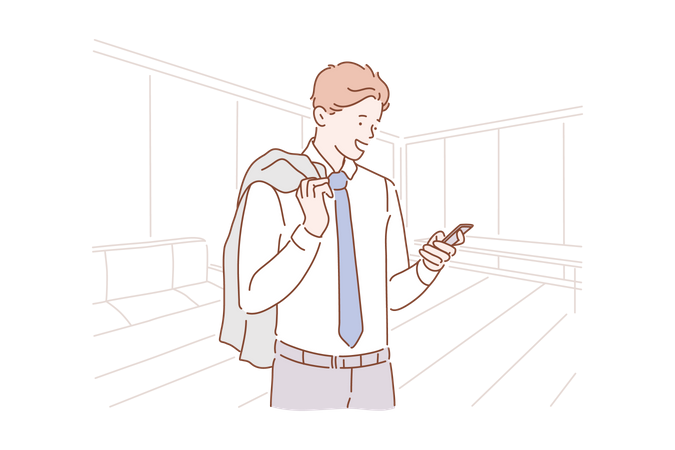 Man using mobile  Illustration