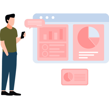 Man Using Mobile Infographics  Illustration