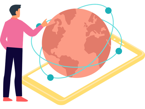 Man using mobile internet  Illustration