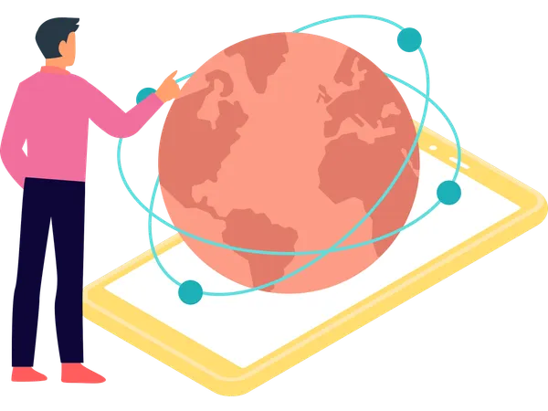 Man using mobile internet  Illustration
