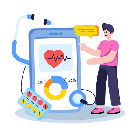 Man using Mobile Medical App  Illustration