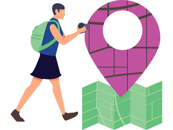 Man using mobile navigation  Illustration