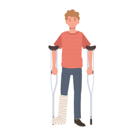 Man Using Mobility Aid For Recovery  Illustration