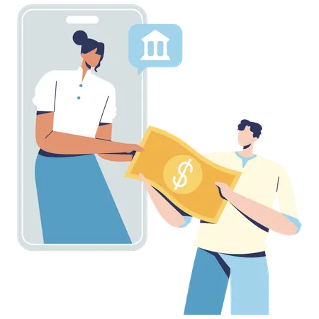 Man using online banking facilities  Illustration