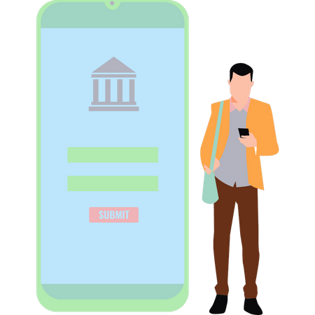 Man using online banking on mobile  Illustration