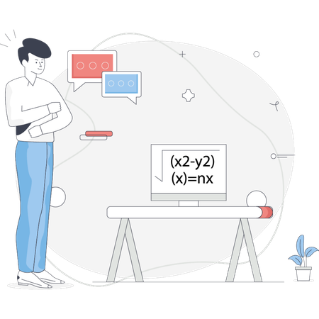 Man using online calculator  Illustration