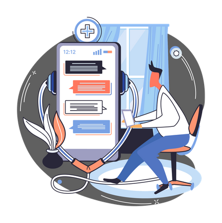 Man using online medical service application  Illustration
