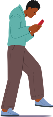 Man using phone while walking  Illustration