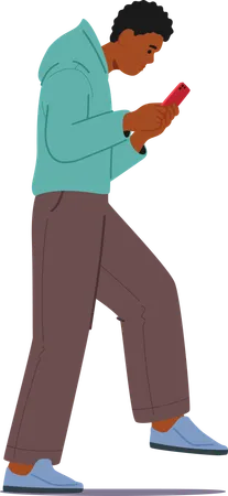 Man using phone while walking  Illustration