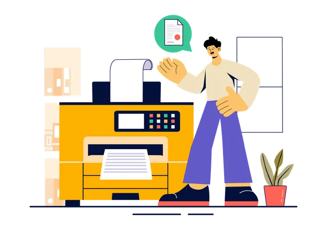 Man using printer  Illustration