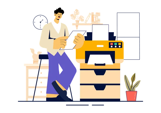 Man using printer  Illustration