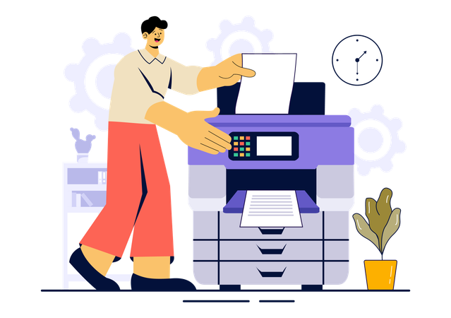 Man using printing service  Illustration