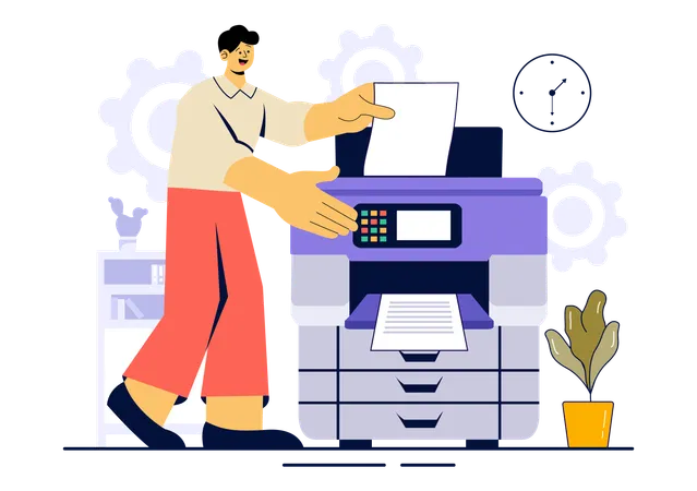 Man using printing service  Illustration