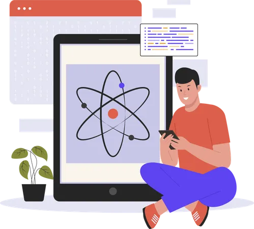 Man using Quantum computing  Illustration