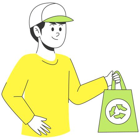 Man using Reusable Bag  Illustration